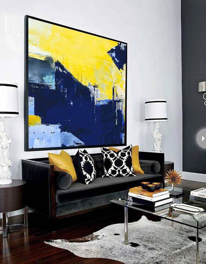 Dining Blue Office Entryway Abstract Canvas Artwork DEV75 wall art